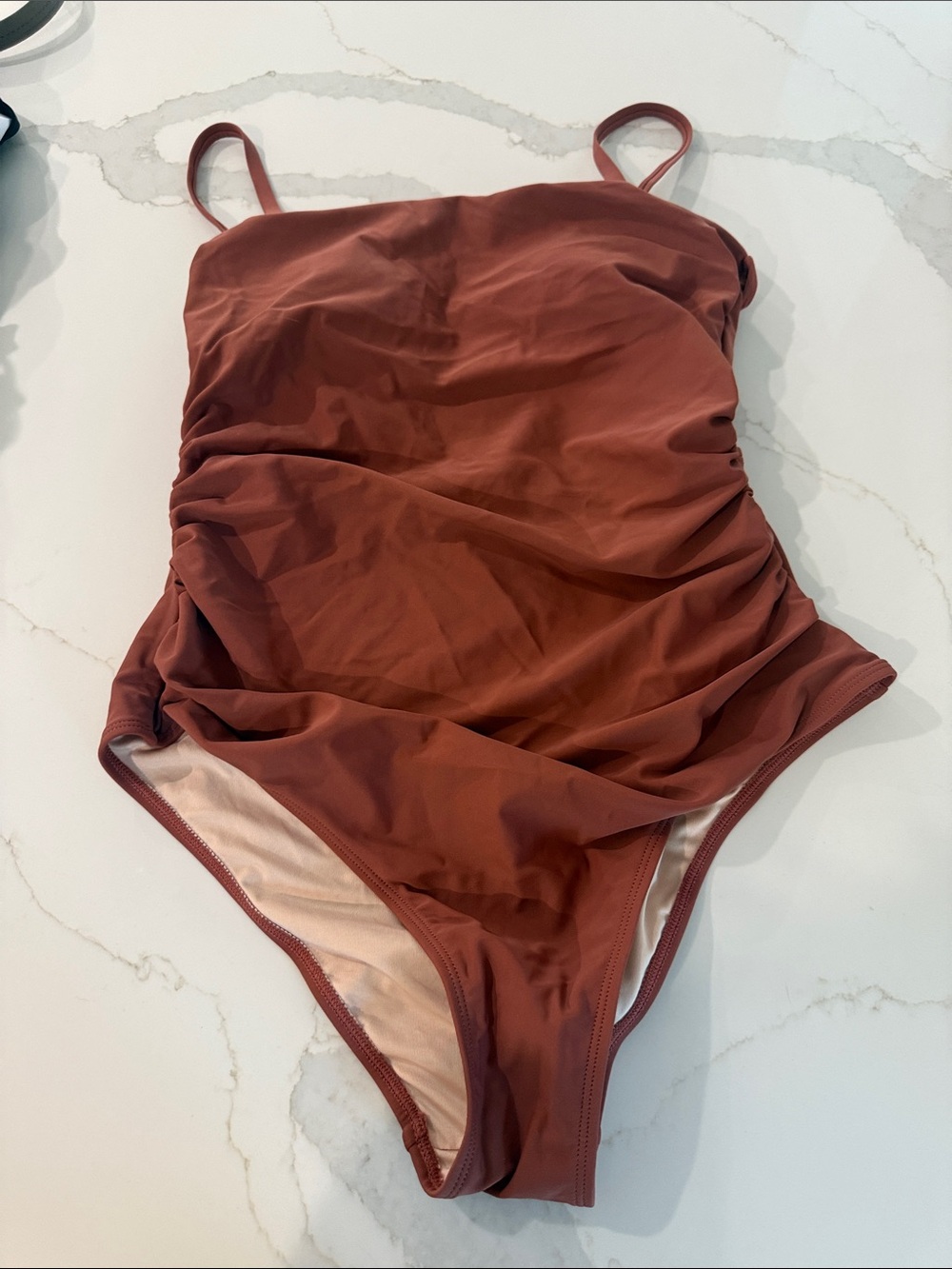Cupshe Rust Brown Ruched One-Piece Swimsuit